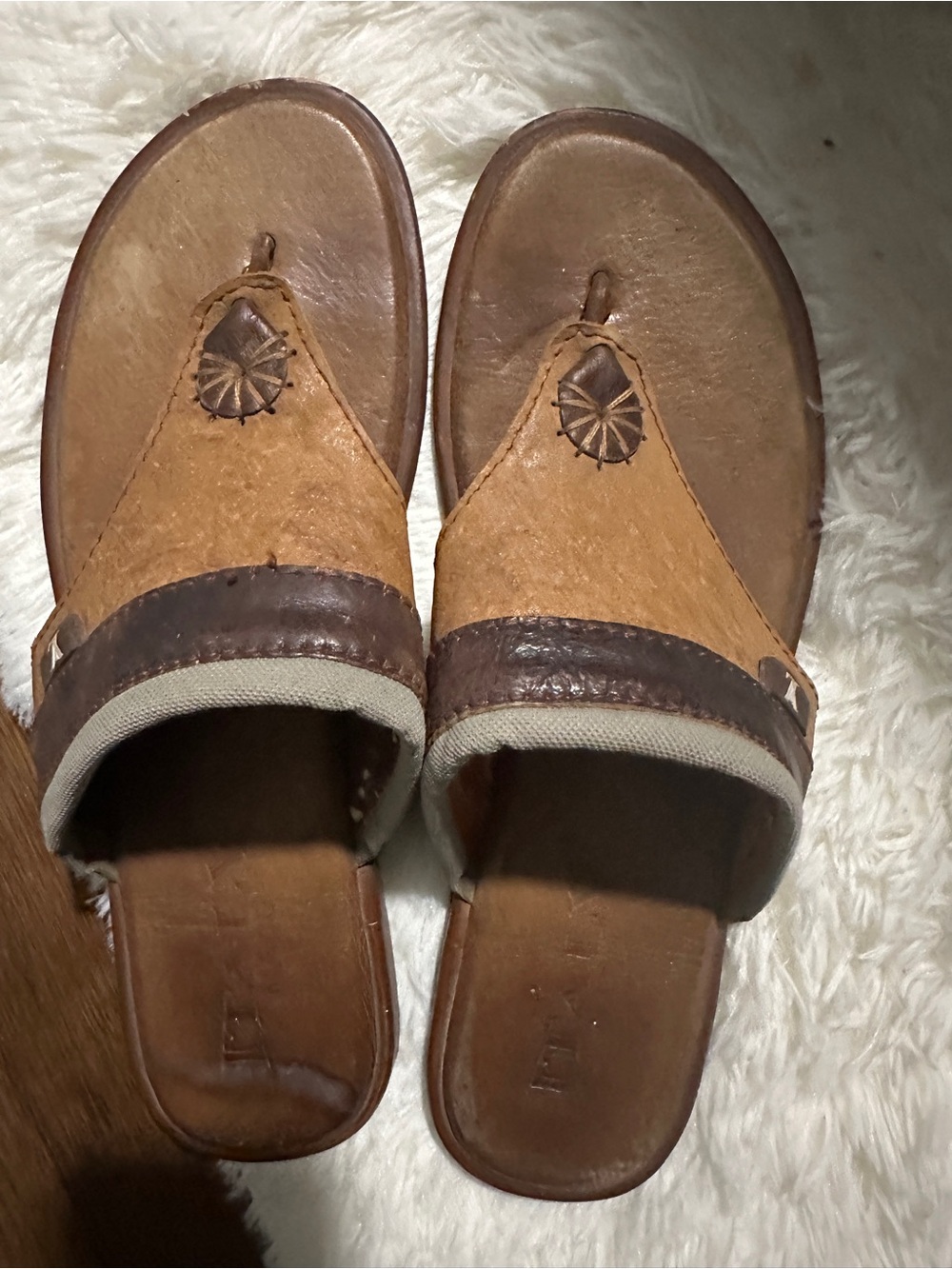 Brown vintage Leather Thong Sandals - Casual! LV